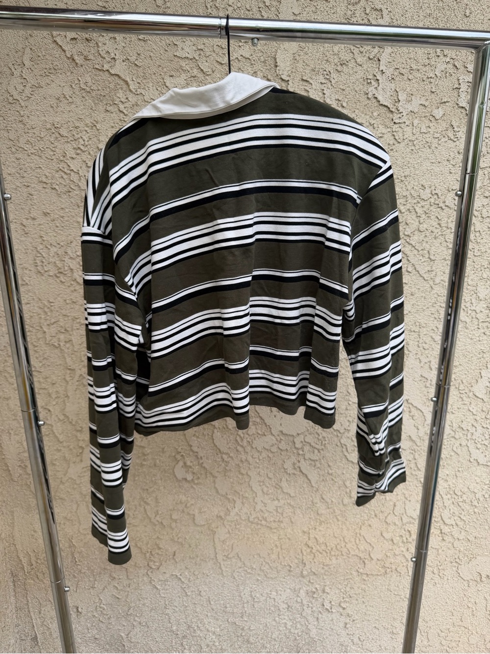 Reformation Black & White Striped Shirt with White Collar - Picture 2 of 4